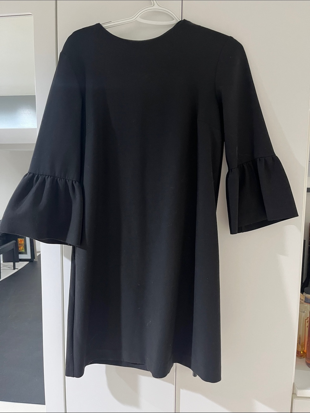 Zara Black Mini Dress with Bell Sleeves